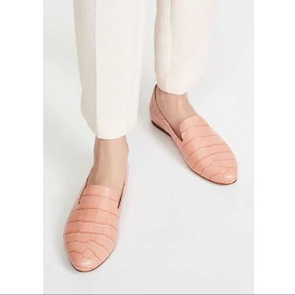 Veronica Beard Camel Croc-Embossed Flats - Picture 2 of 13